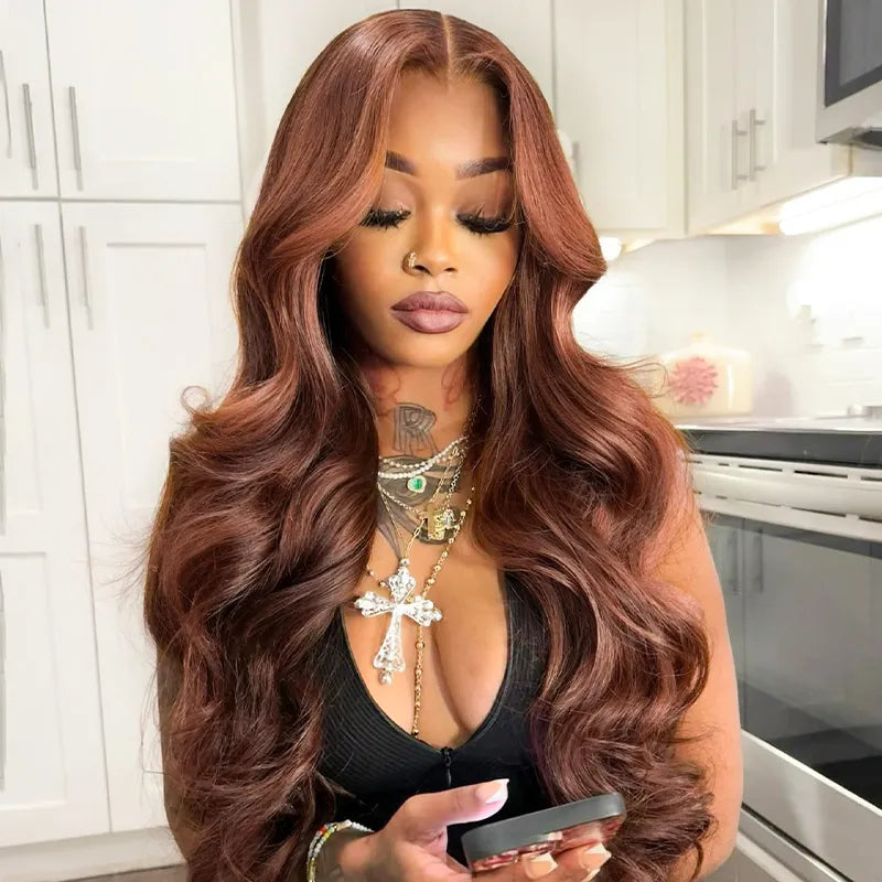 Copper Brown Glueless Wig (6 x 5) Pre-plucked & Pre-bleached