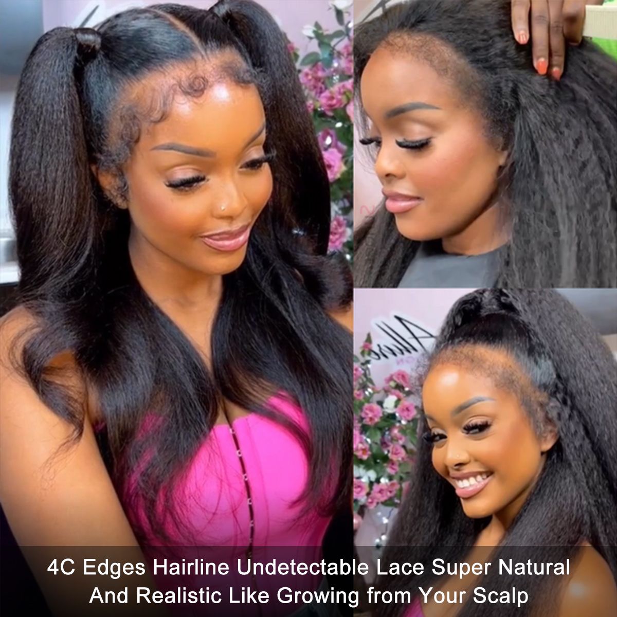 Long Kinky 4C Straight Wig (13 x 4)