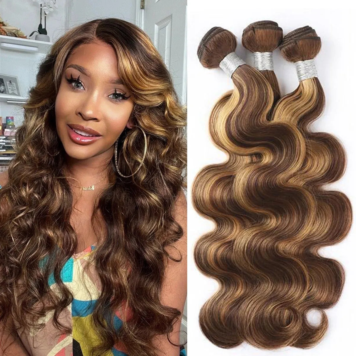 Highlight Honey Blonde Brazilian Body Wave - 3 Bundles