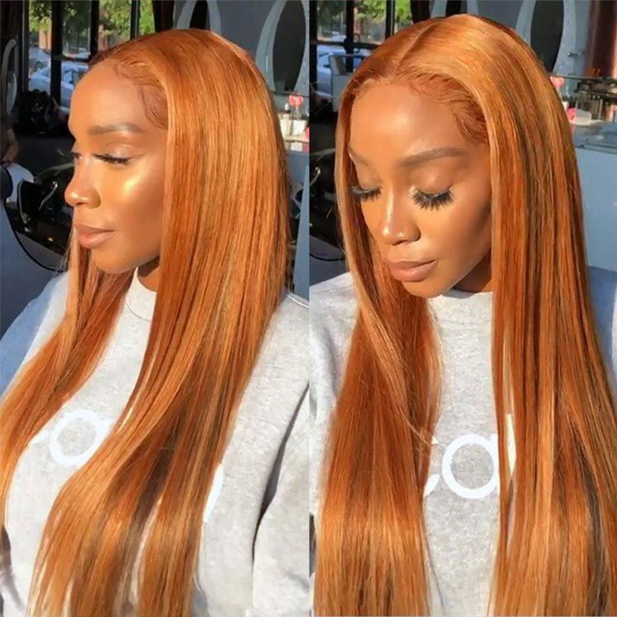 Orange Ginger Straight Frontal Wig (13 x 4)