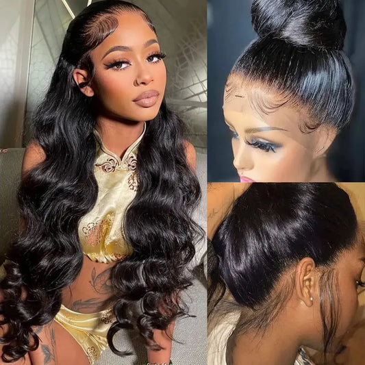 360 Lace Frontal Wigs Body Wave Human Hair With Bleached Knots