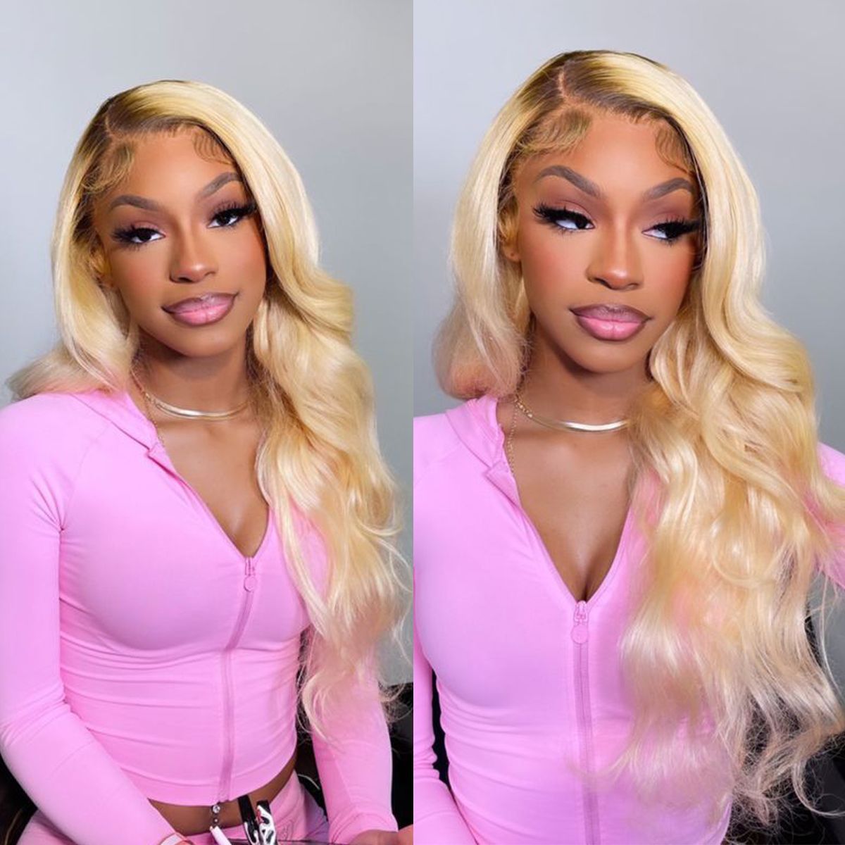 Blonde 613 Wig with Dark Roots  - Body Wave & Straight (13 x 6)