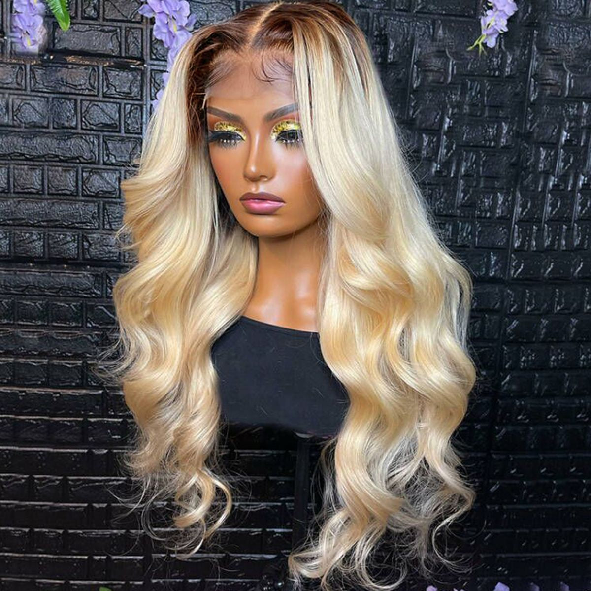 Blonde 613 Wig with Dark Roots  - Body Wave & Straight (13 x 6)