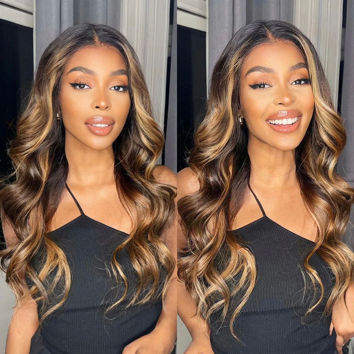 Glueless Ombre Highlight Brown With Dark Roots Balayage (5 x 5) - Body Wave