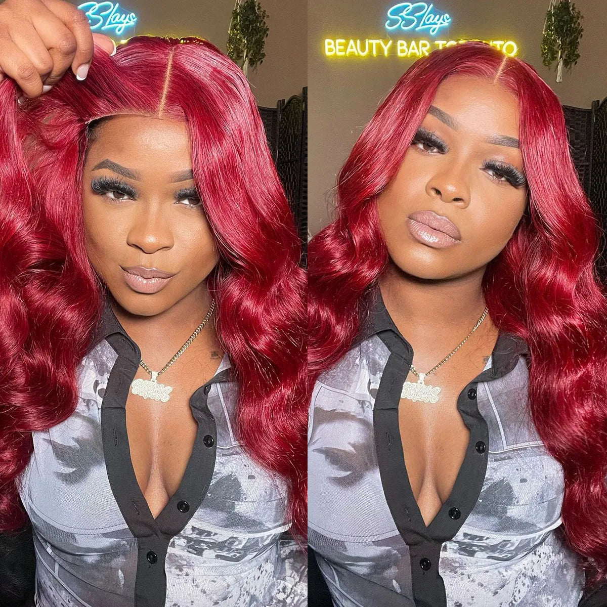 Glueless Red Wig (6 x 5) - Body Wave & Straight